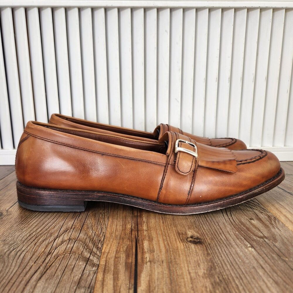 Allen Edmonds Cahill Loafers Men's 14 B Brown Leather Kiltie Buckle Strap Shoes